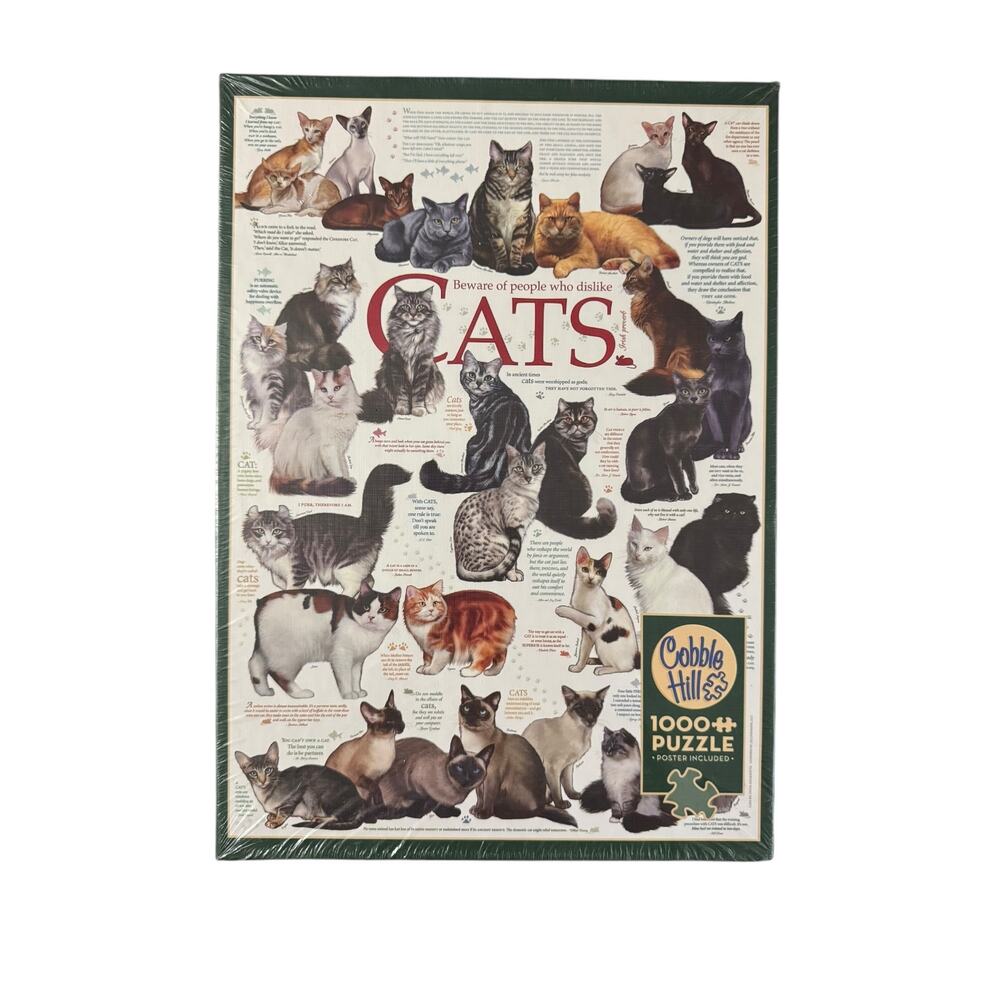 Cobble Hill Puzzles Cat Quotes by Lucia Guarnotta 1000 Piece New Sealed